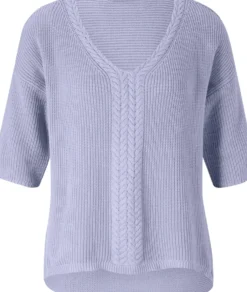 Kurzarmpullover im Mix aus Rippen- und Zopfstrick