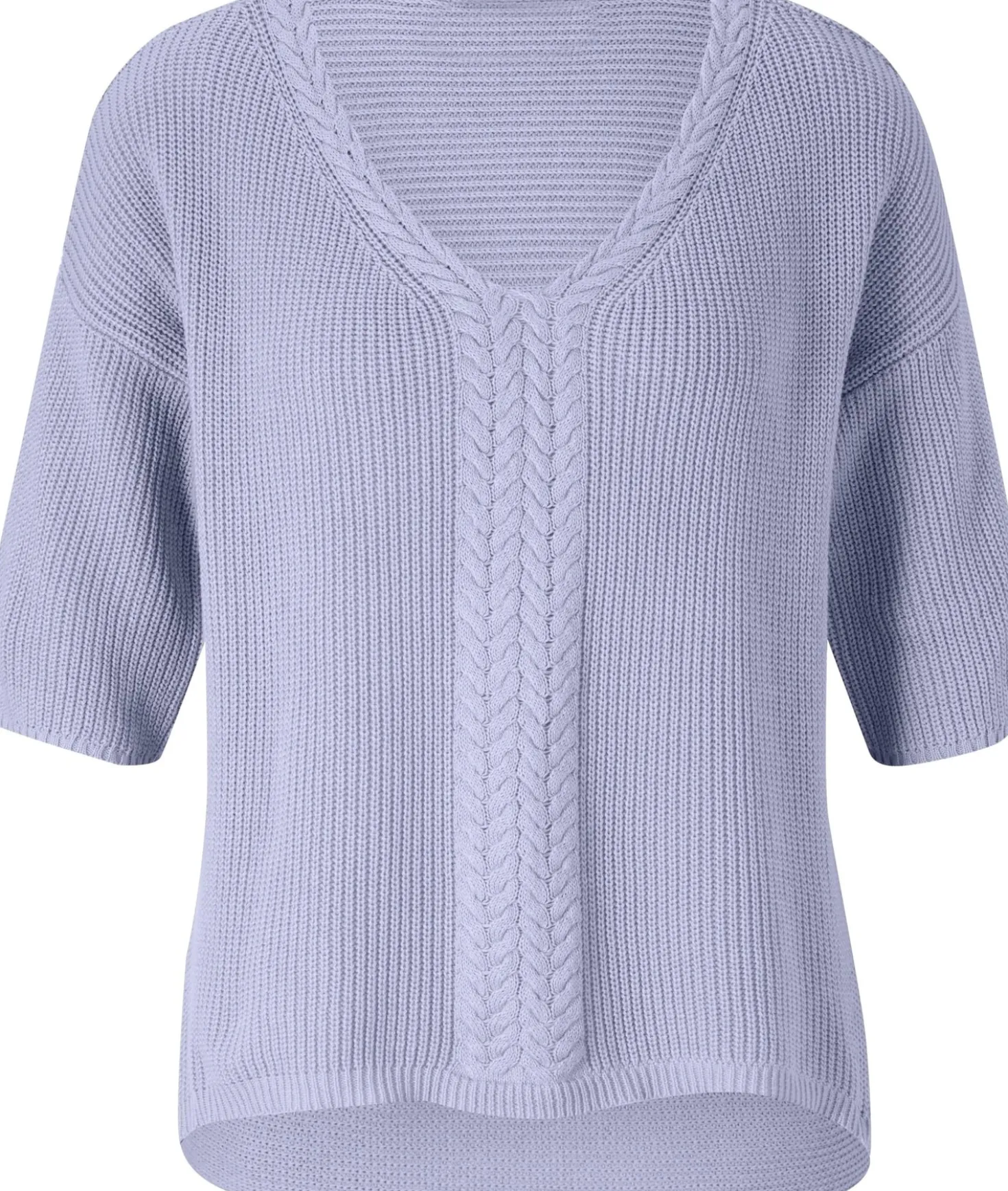 Kurzarmpullover im Mix aus Rippen- und Zopfstrick