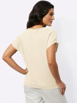 Kurzarmpullover im wertigen Material-Mix
