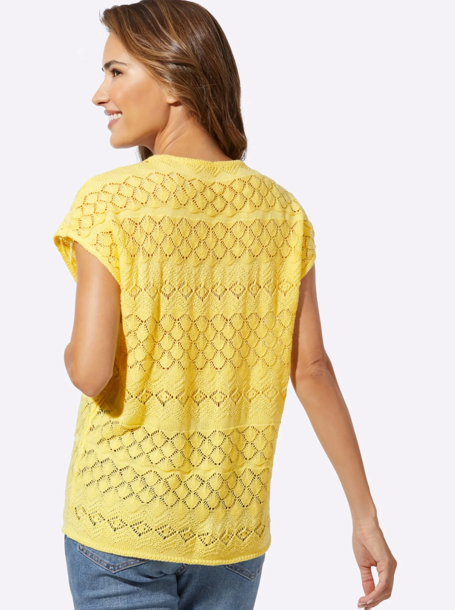 Kurzarmpullover mit Ajourmuster