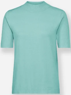 Kurzarmpullover mit geripptem Kragen