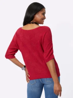 Kurzarmpullover mit Rauten-Strickmuster