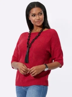 Kurzarmpullover mit Rauten-Strickmuster