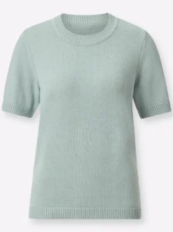 Kurzarmpullover mit Rippabschlüssen