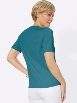 Kurzarmpullover mit Rippabschlüssen