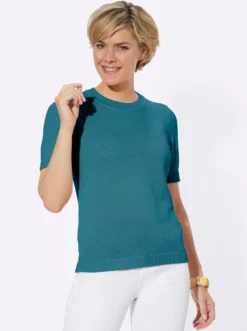 Kurzarmpullover mit Rippabschlüssen