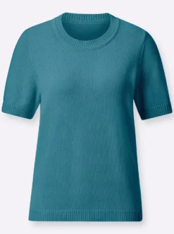 Kurzarmpullover mit Rippabschlüssen
