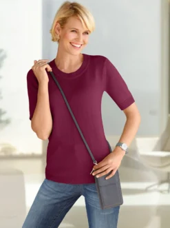 Kurzarmpullover mit Rippabschlüssen