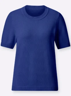 Kurzarmpullover mit Rippabschlüssen