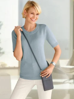 Kurzarmpullover mit Rippabschlüssen