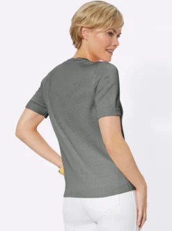 Kurzarmpullover mit Rippabschlüssen