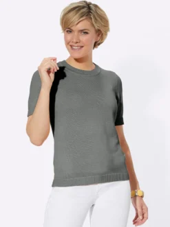Kurzarmpullover mit Rippabschlüssen