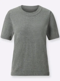 Kurzarmpullover mit Rippabschlüssen