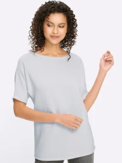 Kurzarmpullover mit Rollkanten