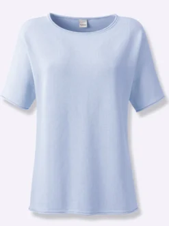 Kurzarmpullover mit Rollkanten