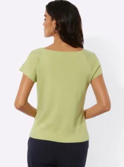 Kurzarmpullover mit Schmucksteinchen