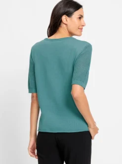 Kurzarmpullover mit Strickmuster-Mix