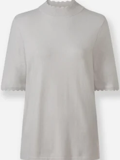 Kurzarmpullover mit Wellenkanten