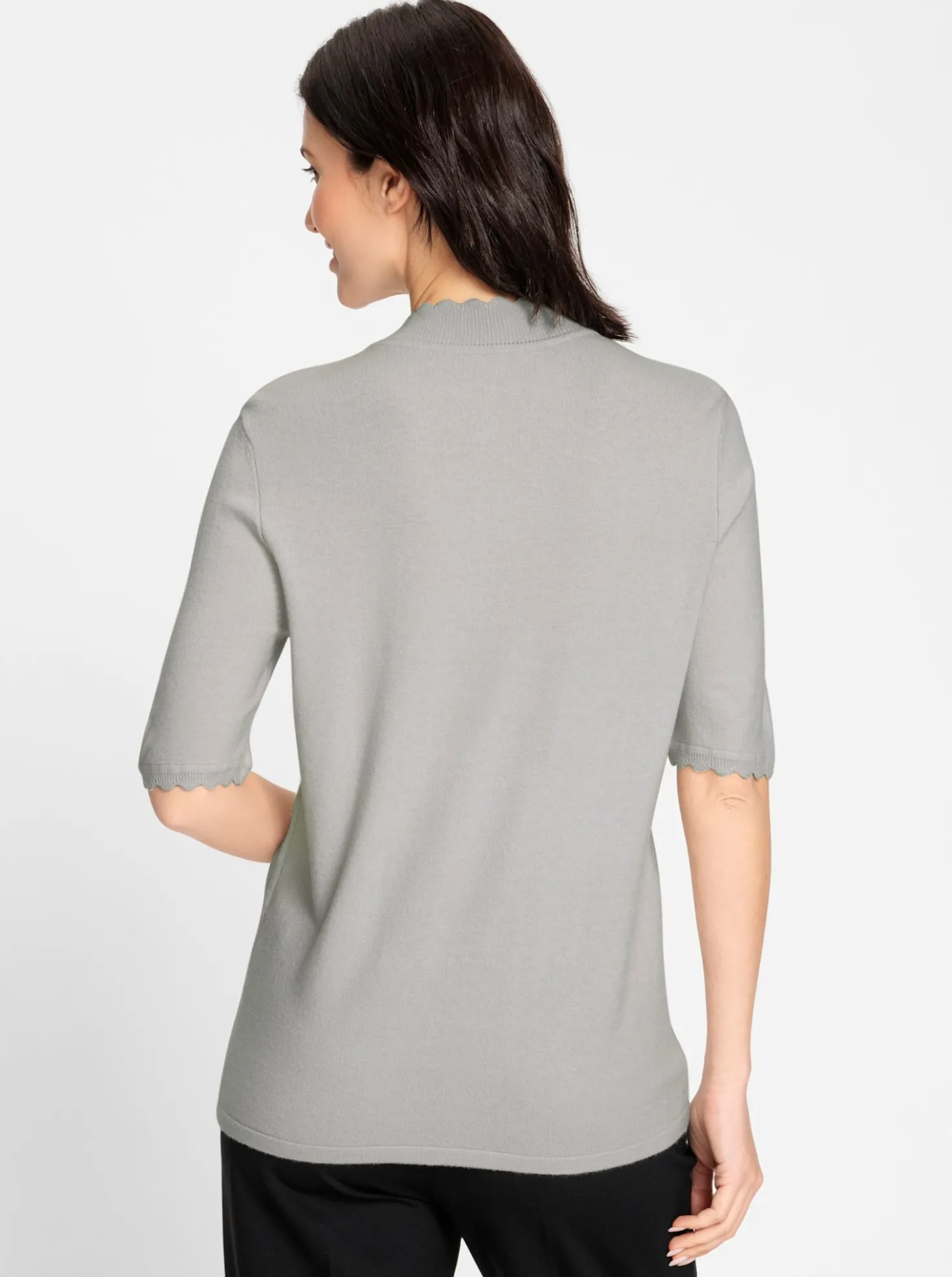 Kurzarmpullover mit Wellenkanten