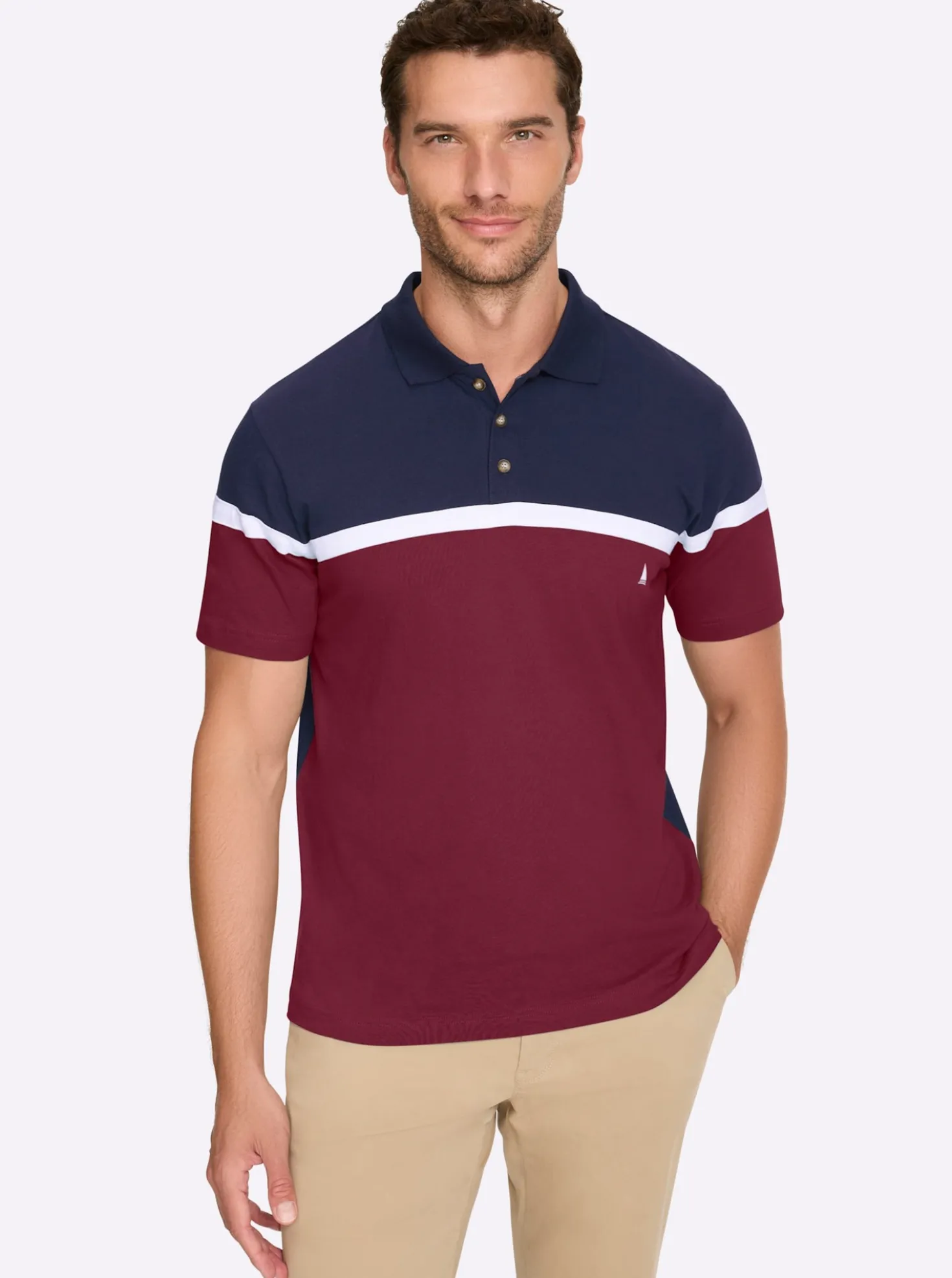 Kurzarmshirt aus Baumwolle. Colour Blocking