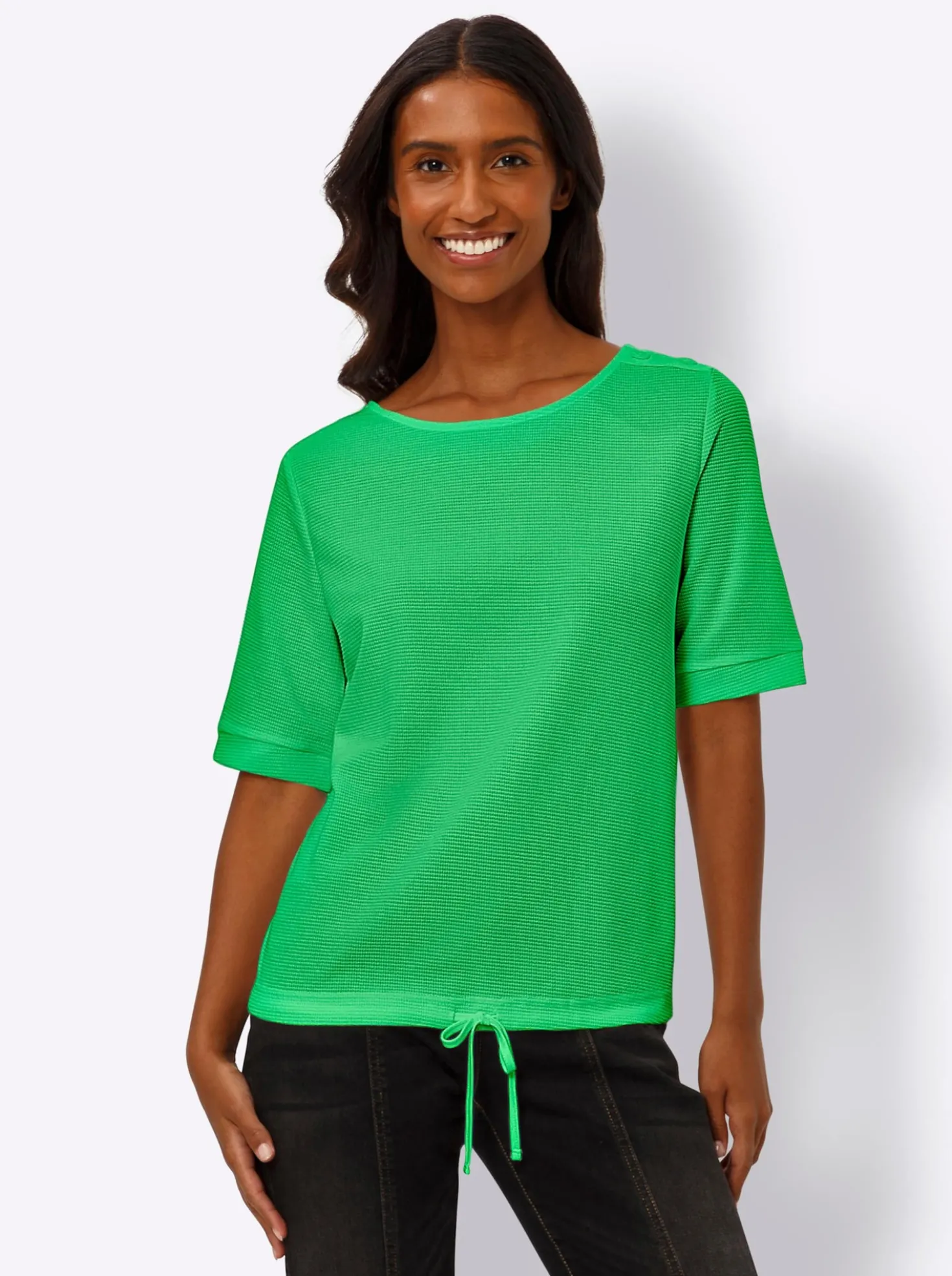 Kurzarmshirt aus Strukturware