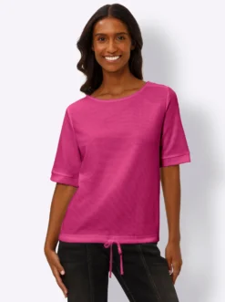Kurzarmshirt aus Strukturware