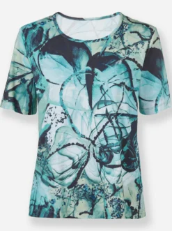 Kurzarmshirt im floralen Druck-Dessin