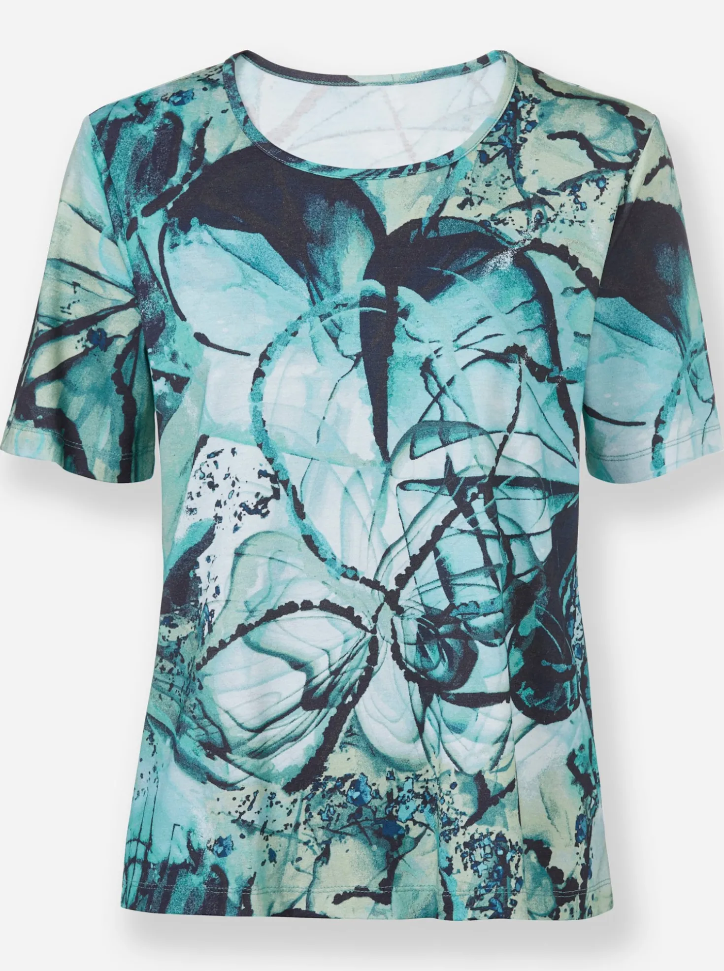 Kurzarmshirt im floralen Druck-Dessin