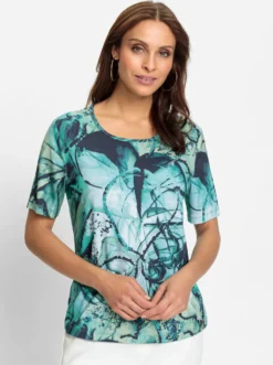 Kurzarmshirt im floralen Druck-Dessin