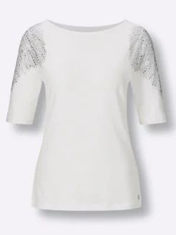 Kurzarmshirt im geschmeidigen Materialmix