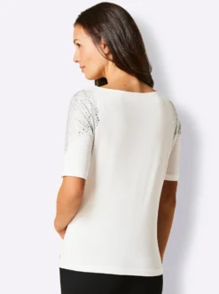 Kurzarmshirt im geschmeidigen Materialmix