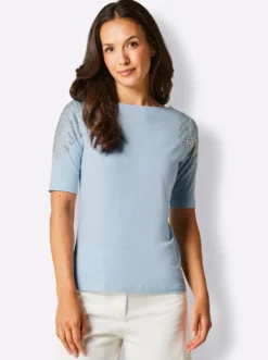 Kurzarmshirt im geschmeidigen Materialmix