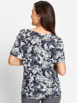 Kurzarmshirt im kontrastreichen Blütendessin