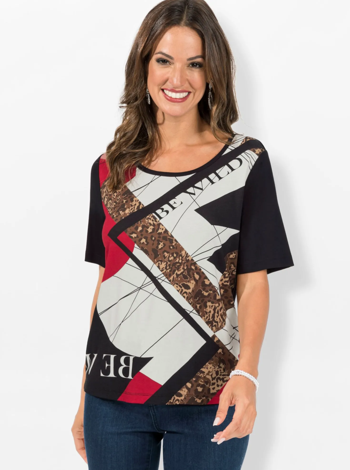 Kurzarmshirt im Muster-Mix