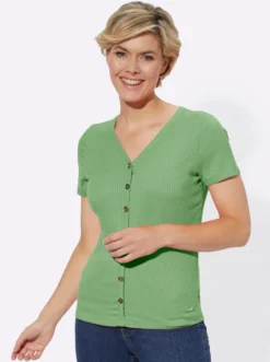 Kurzarmshirt in elastischer Ripp-Qualität
