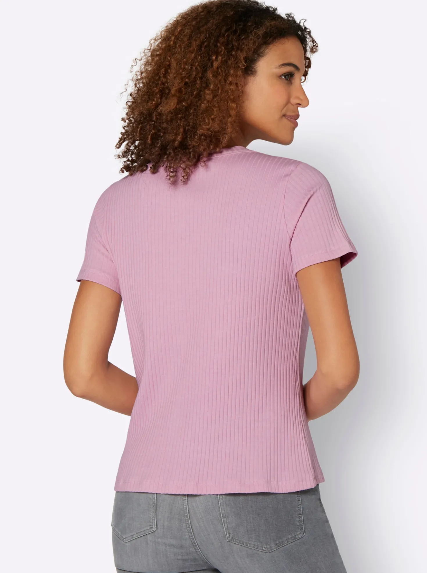 Kurzarmshirt in elastischer Ripp-Qualität