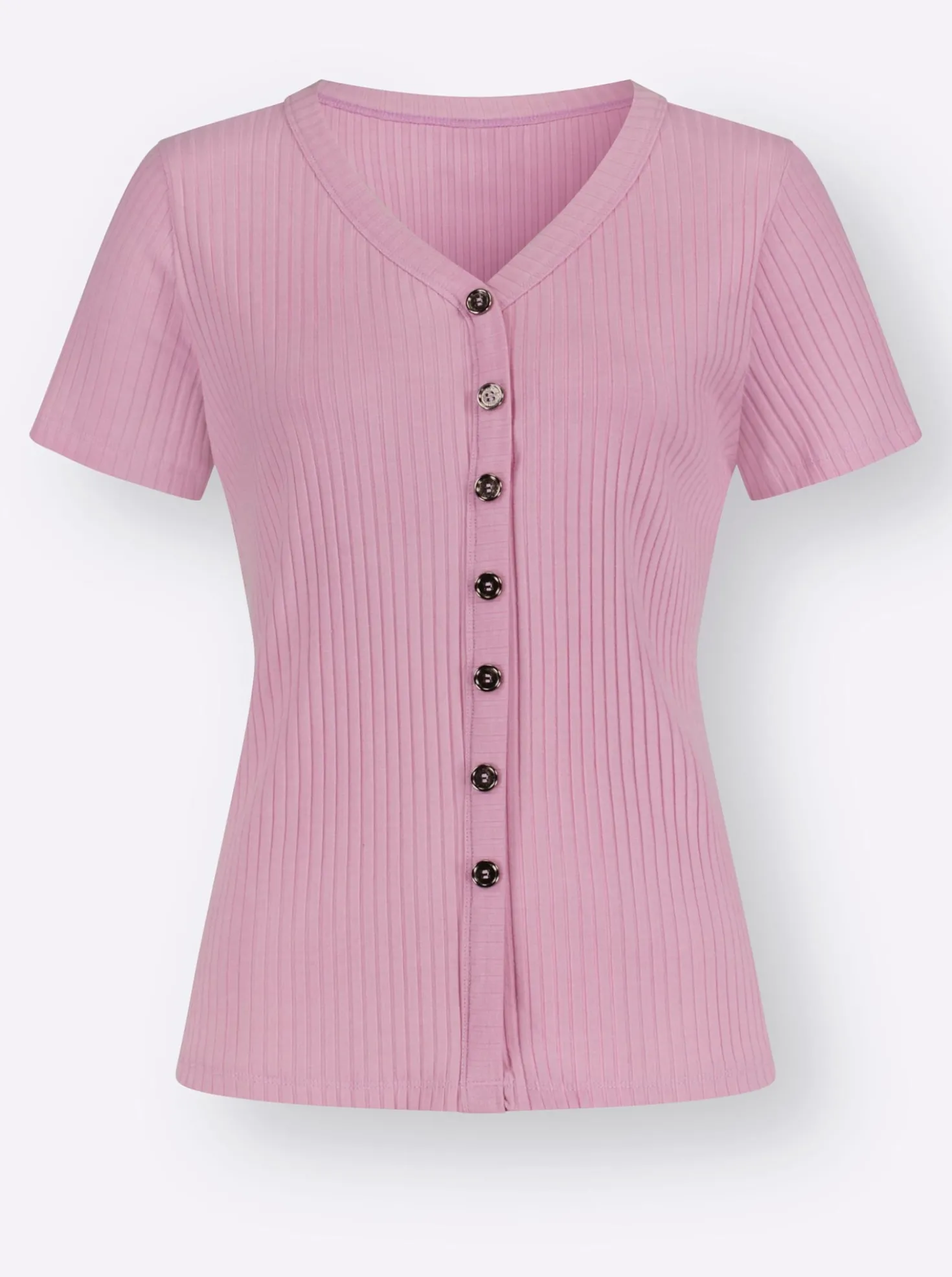 Kurzarmshirt in elastischer Ripp-Qualität