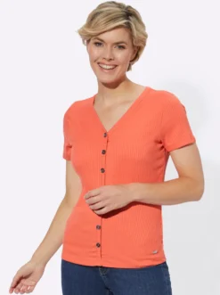 Kurzarmshirt in elastischer Ripp-Qualität