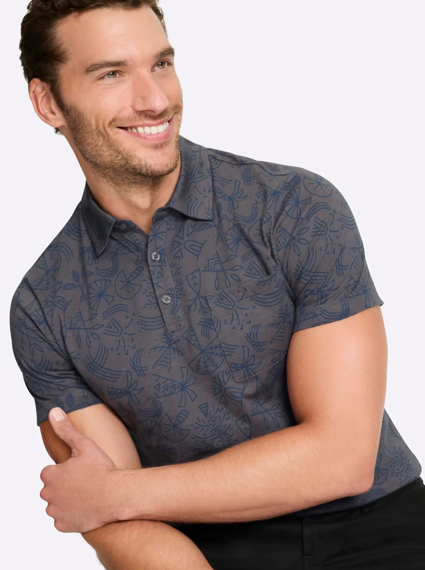 Kurzarmshirt mit Allover-Print