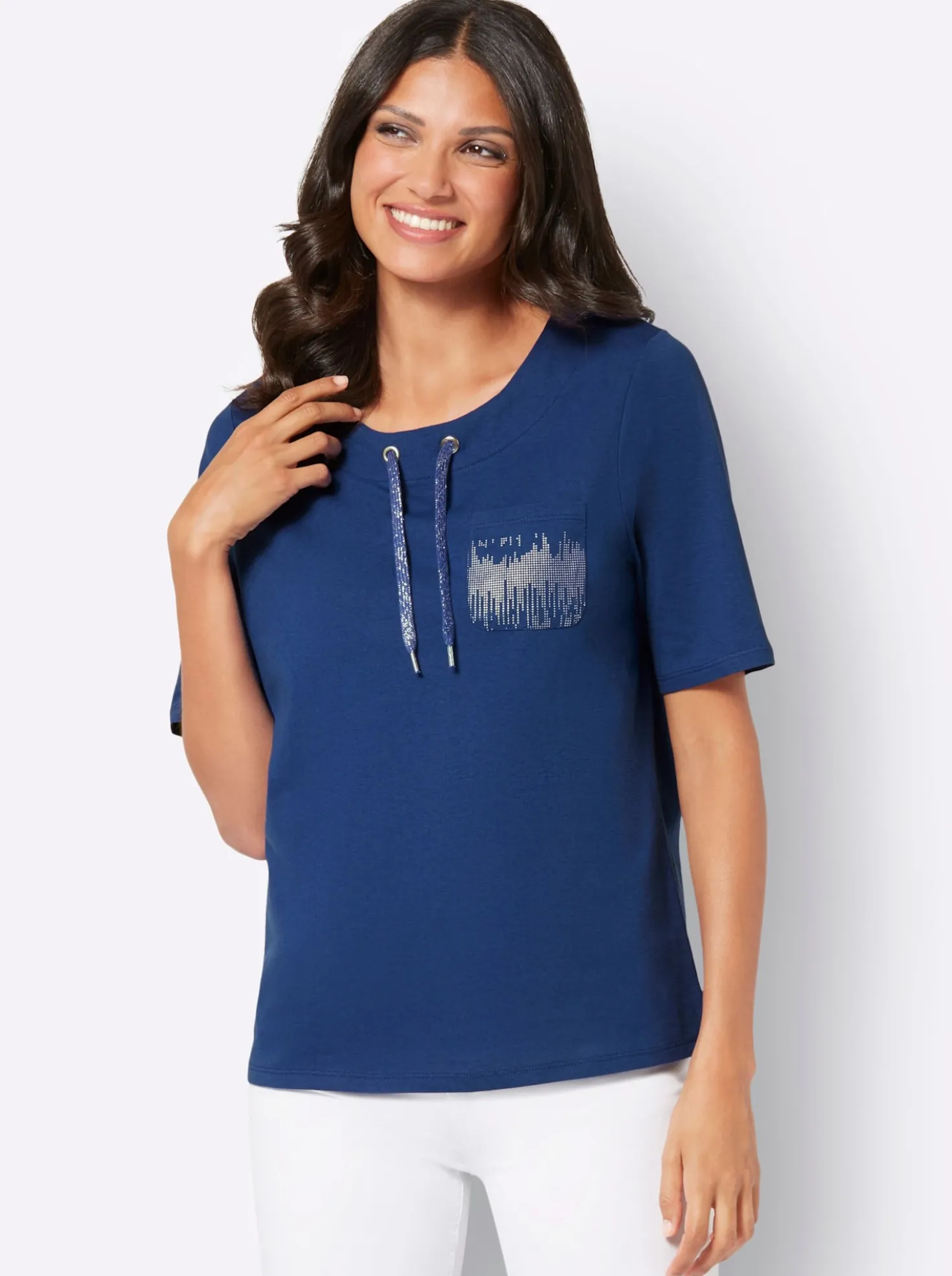 Kurzarmshirt mit Bindeband