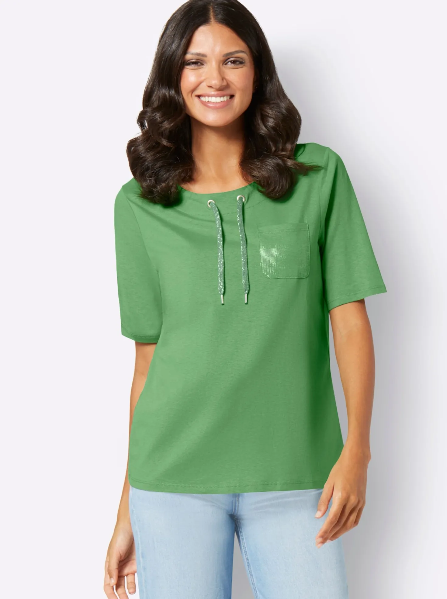 Kurzarmshirt mit Bindeband