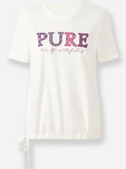 Kurzarmshirt mit Bindeband am Saum