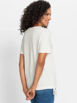 Kurzarmshirt mit Bindeband am Saum