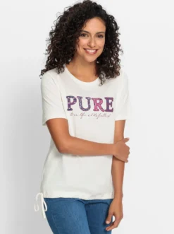 Kurzarmshirt mit Bindeband am Saum
