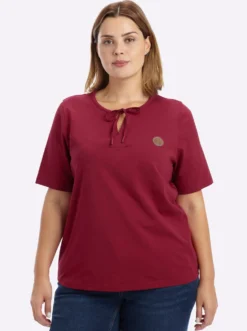 Kurzarmshirt mit Bindeband am Ausschnitt