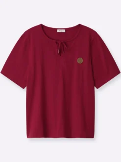 Kurzarmshirt mit Bindeband am Ausschnitt