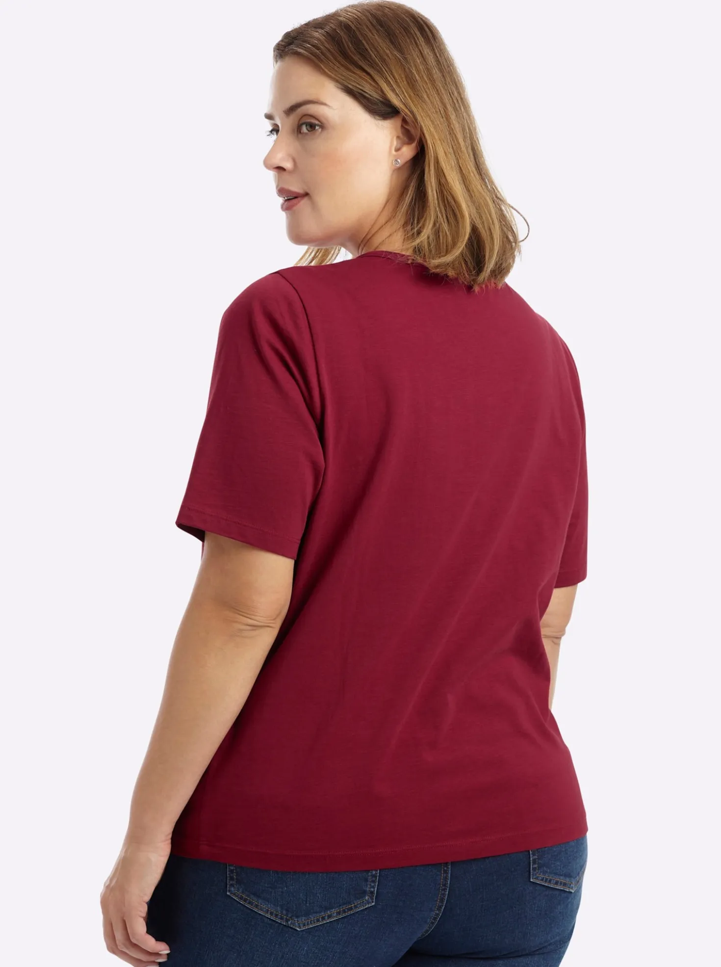 Kurzarmshirt mit Bindeband am Ausschnitt