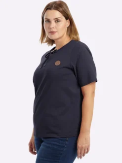 Kurzarmshirt mit Bindeband am Ausschnitt