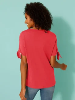 Kurzarmshirt mit Bindeband am Ärmel
