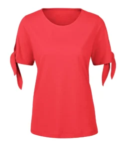 Kurzarmshirt mit Bindeband am Ärmel